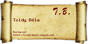 Toldy Béla névjegykártya