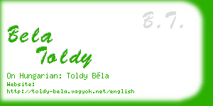 bela toldy business card